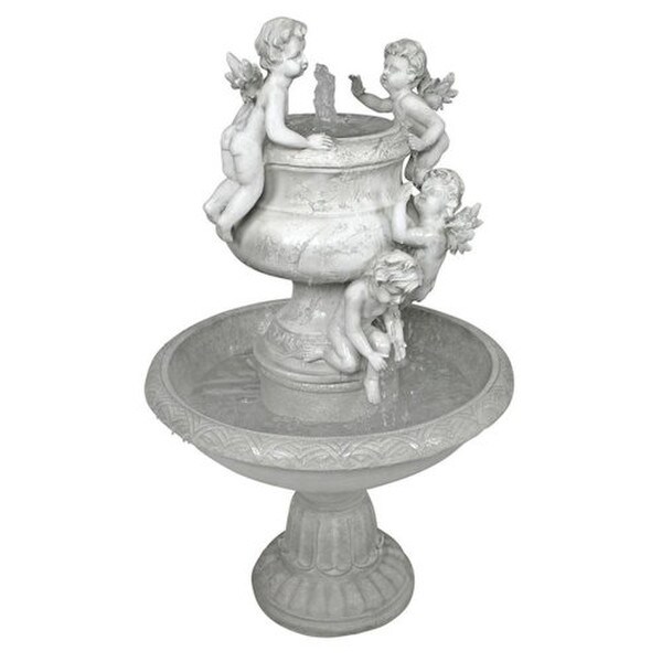 Ornate Cherubs At Play Sculptural Fountain Putti Wings French Water